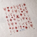 3D embossed red nail art stickers featuring gothic butterflies and spider webs TS-3736 - TS-3736 Gothic Relief Style / Red