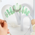 Cosplay bridal headband with natural green crystal quartz and filigree silver crescent moon - Green