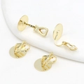 18K gold-plated screw ear clip converter with flat pad for DIY jewelry making - Type 6 Flat Triangle Clip 14K Gold