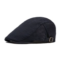 Men's dark navy ivy cap with textured weave fabric and adjustable metal side buckle - Navy Blue