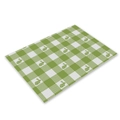 Easter rabbit placemat with green gingham check and floral bunny pattern on linen fabric - CD002-2 Green White Gingham Rabbit