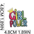 Detail view of Girl Power embroidered patch with crown design and size measurements - No.29-GIRL POWER Lettering
