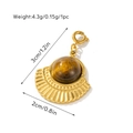 Gouden vierkante gegolfde hanger met tijgeroog en nauwkeurige afmetingen - Hanger (Tijgeroog Stijl 1)
