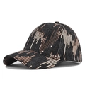 Gorra de béisbol clásica de mezclilla gris oscuro con lentejuelas oro rosa resplandecientes - Lentejuelas de Mezclilla Negras