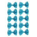 Set of 10 bright blue grosgrain ribbon swallowtail bow hair clips for baby girls - Set / Blue