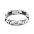 Silver and black stainless steel DAD bracelet with cubic zirconia inlays - Black and Silver