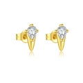 Elegant S925 sterling silver gold-plated stud earrings with pear-cut zircon stones - Gold-Teardrop Star