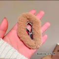 Cute fuzzy brown star-shaped hair clip with soft faux fur texture for girls, 7.5cm length - Cloud Hair Clip / Dark Coffee