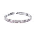 Elegant S925 silver double-row tennis bracelet with pink and white zirconia stones - 2mm / Platinum Plated / 16.5cm