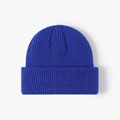 Thick warm double-layer winter knit beanie in vibrant royal blue with ribbed texture - Sapphire Blue