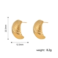 Detailed view of irregular textured gold earrings with dimensions 22.3mm by 12.3mm - Wave Texture Style (STE24124-GO)