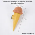 Realistischer 14cm PU Schoko-Eishörnchen Kühlschrankmagnet mit Maßen und gelber Basis - Eiscreme (Ohne Marmelade) / Braun