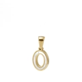 Elegant gold stainless steel letter O pendant with iridescent white mother of pearl inlay - Letter O