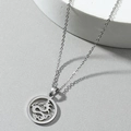 Minimalistische roestvrijstalen ketting met ronde holle drakentotem hanger en schakelketting - Zilveren Drakentotem