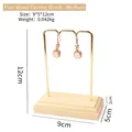 Pine wood base gold metal earring display stand for jewelry storage and showcase - Pine Wood Earring Stand - Medium