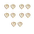 Detail of 10 gold heart charms with cross and rhinestones for DIY jewelry making - 1# Hollow Heart Cross