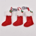 Bottes de Noël rouges avec revers en peluche blanche et boucles de suspension, 12 cm - Lot 01-3 Paires de Chaussettes de Noël