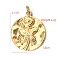Golden round rose relief pendant with hammered texture, 2.1cm x 1.8cm, weight 2.2g - BXGPJ095-Round Rose Relief Pendant
