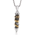 Collana con ciondolo a drago gotico in toni oro e argento con catena a maglia ritorta - Stile Pilastro del Dragone Avvolto (KP55731-BD)