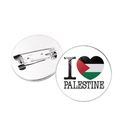 Macro view of Palestine flag heart badge showing metal pin back and crystal glass front - Silver-12 (Heart Flag)