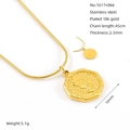 Collana con ciondolo a moneta delfino ottagonale in acciaio placcato oro 18k - Stile Moneta Ottagonale Con Rilievo a Delfino (ZYG1617+066)