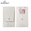Detail of off-white PU leather makeup brush pouch with five rose gold brushes - 10Pcs Set (With Bag) / Off White