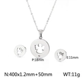 Set gioielli angelo in acciaio argento con diamanti cavi e specifiche delle misure - Argento (KS132858-KFC)