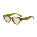 Occhiali da sole vintage occhio di gatto verde oliva con rivetti argento e lenti ambra - Montatura Verde Oliva Lente Tè