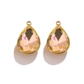 Pendentif goutte en cristal rose champagne avec bordure en acier inoxydable doré pour DIY - Style C Champagne
