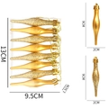Set da 8 ornamenti natalizi dorati lucidi e glitterati con dettagli sulle dimensioni - Oro