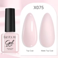LILY'CUTE X075 pink gel polish showing glossy top coat and matte top coat finish - Pink (75)