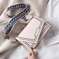 Cream square flap crossbody bag with geometric jacquard strap and contrast stitching - Off-white