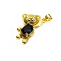 Golden teddy bear pendant featuring micro-set black oval zirconia for DIY necklaces - Style C Black