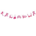Pink Ribbon Banner with Boxing Gloves and Butterfly Designs for Breast Cancer Awareness - Mixed Style 1 (Butterfly/Gloves/Bra)