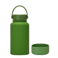 Green 650ml stainless steel insulated bottle with matte finish and silicone boot - 650ml / Army Green