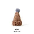 5-pack khaki mini knitted Christmas hats with grey faux fur pom pom, 4x7cm size - 5 Pcs Pack (4cm*7cm) / Khaki
