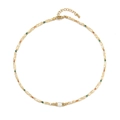 Elegant beaded necklace with natural stones, white pearls and gold adjustable clasp - Creamy Square Beads with Pearl Pendant