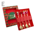Christmas spoon and fork set in gold finish with festive cartoon figures and gift box - Color Box 4-Piece Set E