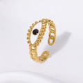 Estilo Ojo Turco Esmalte Blanco y Negro Dorado (JR323-GW)