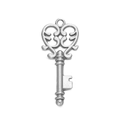 Vintage silver metal key pendant with decorative heart pattern for DIY jewelry making - Steel 550# Vintage Key / 13.5*33mm
