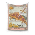 Detail of tarot tapestry featuring a pizza slice and dagger with floral ornaments - The Slice (GT220101-12)