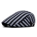Classic black and grey striped newsboy cap with adjustable side buckle for men and women - One Size(Adjustable) / Grey Stripe