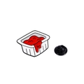 Spilla smaltata con design creativo a scatola di ketchup e chiusura a farfalla nera - Stile Ketchup