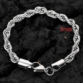 Bracciale a corda intrecciata da 5 mm in acciaio al titanio color argento - 5mm / Color Acciaio / 18cm