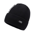 Thick black knitted beanie for men with FARD FEILESHOU patch and ribbed texture - Black