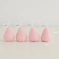 Pink strawberry shaped scented candles with realistic texture and VISSY label decorations - Small Pink Strawberry 4pcs