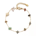 French style gold stainless steel bracelet with colorful natural crushed stones - Colorful