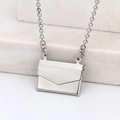Minimalist silver stainless steel envelope pendant on a ball chain necklace - Briefcase Locket/Steel