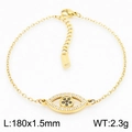 Bracelet œil porte-bonheur doré serti de cristaux blancs et pierre centrale noire - Or (KB168264-KLX)