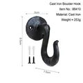 Industrial vintage black cast iron wall hook with mounting screws and anchors - Cast Iron Rock Hook / Black